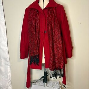 Nicole Miller Red and Black Patterned Scarf